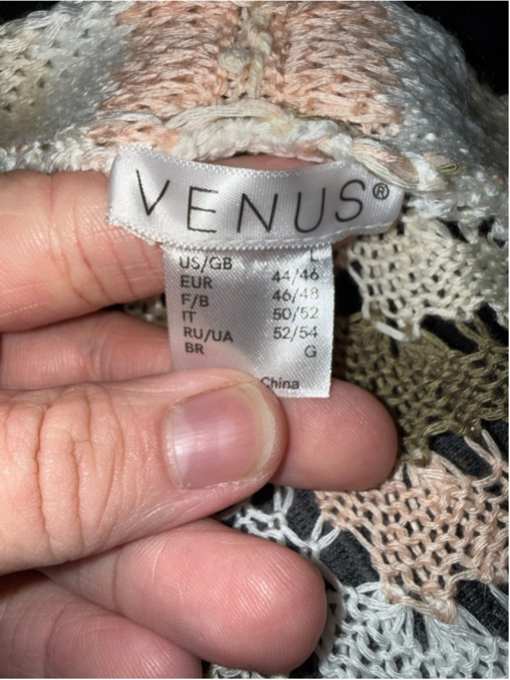 Women's VENUS Duster Knit Sweater Beach Crochet Pink Green Striped Size Large - Picture 12 of 12